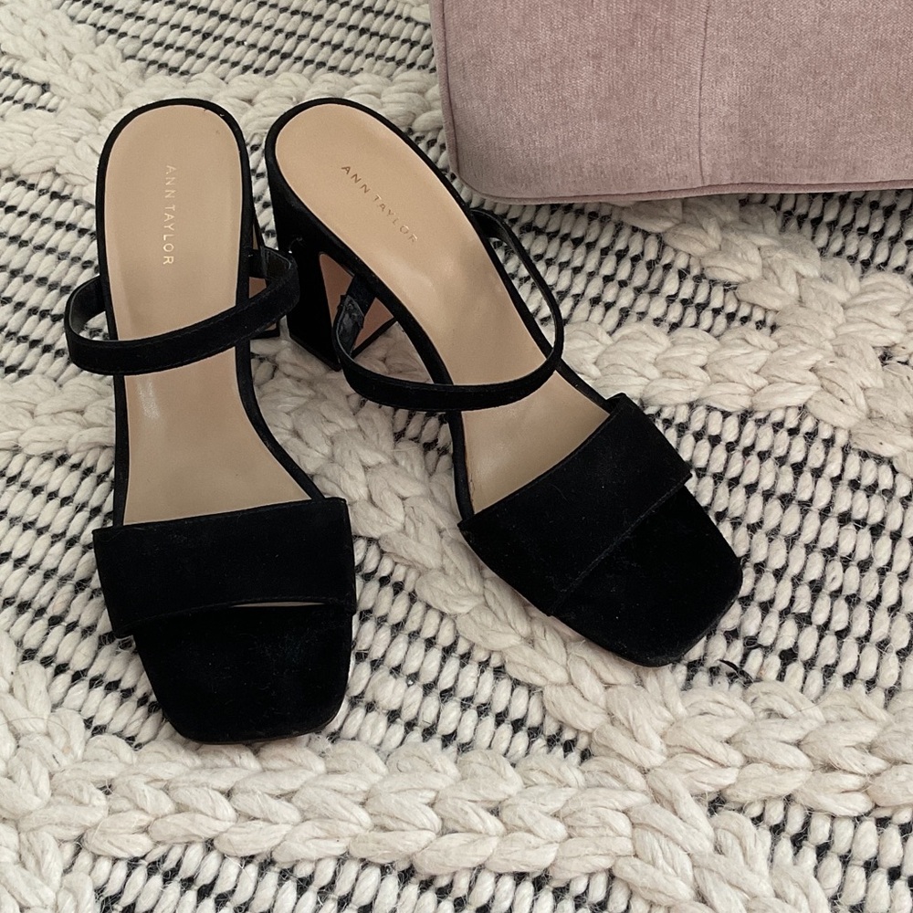 Ann Taylor Black Strappy Heels
